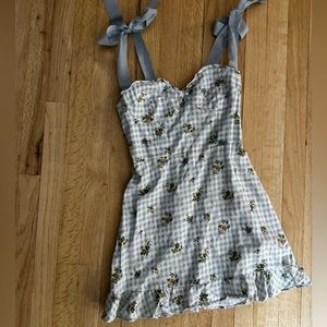 Reformation Gingham and Floral Mini Dress